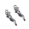 Silver 304 stainless steel chili pendant with crown detail for DIY jewelry - 8x29mm / Steel