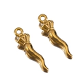 Gold polished 304 stainless steel chili pepper cornicello pendant with crown detail - 8x29mm / Gold