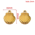 Golden stainless steel shell pendant for DIY jewelry with dimensions of 16x19mm - 【1 pc/pack】 / Long Shell Gold