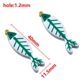Fishbone enamel stainless steel pendant charms in green and white finish - 40X11.5mm / Green
