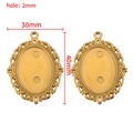 Gouden ovale roestvrijstalen hangerbasis met filigraan rand, 30mm x 40mm DIY-frame - Ovaal-Goud-30mm
