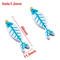 Blue and white enamel fish bone pendant in gold finish for DIY jewelry necklaces - 40X11.5mm / Light Blue