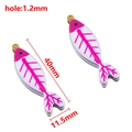 Fishbone enamel pendants in white and pink with gold metal edges, 40x11.5mm size - 40X11.5mm / Rose Red