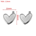 Gepolijste zilveren 304 roestvrijstalen hartvormige hangerbasis met 21x20mm afmetingen - Onregelmatig Hart-Staal-21mm