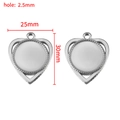 Zilveren roestvrijstalen hart hanger tray, 30mm hoogte voor DIY sieraden maken - Hart-Staal-25mm