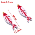 Fishbone enamel charms in white and red with gold metal frame, set of 2, 40mm length - 40X11.5mm / Red