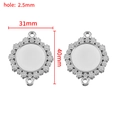 Stalen 31x40mm bloem hanger basis met dubbele 2,5mm gaten voor DIY sieraden maken - Rond-Staal-31mm