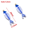 Fish bone charms in blue and white enamel on stainless steel, length 40mm, set of two - 40X11.5mm / Dark Blue