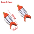 Orange and white fish bone charms in stainless steel with drip oil finish and polka dots - 12x30mm / Orange
