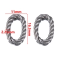 Anneau connecteur ovale torsadé en acier inoxydable couleur acier, taille 16,5x11mm - Couleur Acier-11x16.5