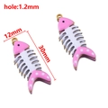Pink and white fish bone enamel pendants in gold finish for DIY jewelry making - 12x30mm / Pink