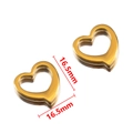 Polished golden 16.5mm hollow heart pendants in 304 stainless steel for DIY necklaces - Polished Gold Style / 16.5mm / Gold Color 01