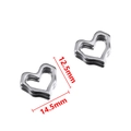 Pair of minimalist hollow heart-shaped 304 stainless steel charms in silver finish - Wave Texture / 12.5mm / Steel