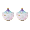 Scallop shaped enamel shell pendants with mixed pastel colors and pearl accents - Purple Green Shell 2