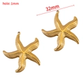 Golden starfish pendant with textured surface for DIY jewelry making 32mm - 【1 pc/pack】 / Starfish-Textured