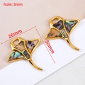 Golden manta ray charm with abalone shell inlay for jewelry making, 26mm x 30mm size - 【1 pc/pack】 / Manta Ray-Multicolor