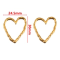 Pair of gold heart charms with hammered texture and 30x24.5mm size markings - Vintage Hammered Texture / 30mm / Gold