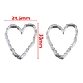 Silver hollow heart-shaped earrings with unique hammered texture in 30mm size - Hammered Wave Texture / 30mm / Steel