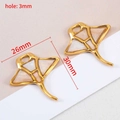 Gold plated stainless steel ray pendant with white shell inlay, size 26x30mm - 【1 pc/pack】 / Manta Ray-White