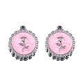 Pink and silver rose pendant for DIY jewelry making with scalloped edge detail - Light Pink-Steel