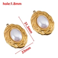 Golden oval pearl pendant with irregular wavy border for necklace charms, size 31.3x23mm - 【1 pc/pack】 / Oval