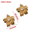 Golden flower charm with central clear zircon for DIY jewelry making 20.2mm size - 【1 pc/pack】 / Flower