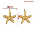 Golden starfish charms for jewelry making with textured surface detail and 23mm height - 【1 pc/pack】 / Large Thin Starfish Gold