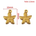 Golden starfish stainless steel pendant charm with textured surface, 15mm x 18mm size - 【1 pc/pack】 / Symmetrical Starfish