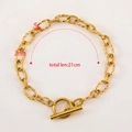 Gold stainless steel oval twist chain bracelet with OT toggle clasp and 7mm links - Bracelet - 5 Pieces/Pack (21cm) / Gold