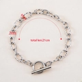 Silver stainless steel oval link chain bracelet with toggle clasp, 21cm length - Bracelet - 5 Pieces/Pack (21cm) / Steel