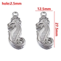 Silver seahorse charms 27.5x12.5mm for DIY jewelry making with 2.5mm hole size - Steel Color
