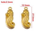 Golden seahorse metallic pendants for DIY jewelry making, size 27.5x12.5mm - Gold