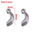 Polished silver CCB curved banana-shaped pendant charms with hole for DIY jewelry - Steel Color