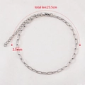 Silver stainless steel oval chain bracelet with 23.5cm length and lobster clasp - 23.5cm (1 Piece/Pack) / Steel