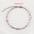 Flat oval stainless steel chain bracelet with lobster clasp and extension link 23.7cm - 23.7cm (1 Piece/Pack) / Steel