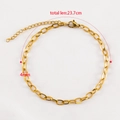 Golden stainless steel oval link chain anklet with lobster clasp, 4mm width, 23.7cm length - 23.7cm (1 Piece/Pack) / Gold
