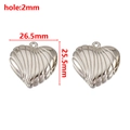 Silver heart pendant with shell texture and 2mm ring hole for DIY jewelry making - Silver