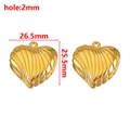 Golden heart-shaped metallic pendant with vertical ribbed texture and top hanging ring - Gold