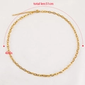 Golden stainless steel oval link chain necklace 4mm width with lobster clasp 51cm length - 51cm (1 Piece/Pack) / Gold