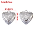 Silver heart pendant with crystal stones for DIY jewelry, size 24.5mm x 24.5mm - Steel Color