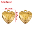 Golden heart charm pendant with textured surface and size markings for DIY jewelry - Gold