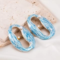 Marine Dream blauw emaille ovale hanger met parels en zirkoon in goud roestvrij staal - Open Schelp / Goud / 59x41mm