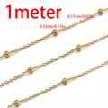 1m gold stainless steel cable chain with 3.3mm beads for DIY jewelry making - Bead Wrap Chain-Gold