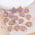 Détail de breloques en émail violet plaqué or 18k avec divers symboles pour bijoux DIY - Violet