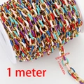 1 meter colorful enamel chunky O-chain for DIY jewelry making on white spool - Mixed Colors