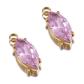 Par de colgantes de circonita rosa corte marquesa con base de acero inoxidable de 18K - Marquise-Rosa-12.5x5mm