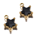 Colgante de estrella en acero inoxidable bañado en oro 18K con incrustación de circón - Estrella-Negro-9.5x7.5mm