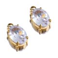 Colgante ovalado de acero 304 chapado en oro 18K con circonita y cristal para joyería DIY - Ovalado-Blanco-10x6mm