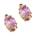 Colgante de circonita rosa ovalada en acero inoxidable bañado en oro de 18K para bisutería - Ovalado-Rosa-10x6mm
