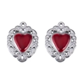 Herzanhänger in Silber mit roter Emaille und Vintage Barock-Hohlraum-Schnitzerei - Barock Schnitzerei (L250507-12) / Stahlfarben
